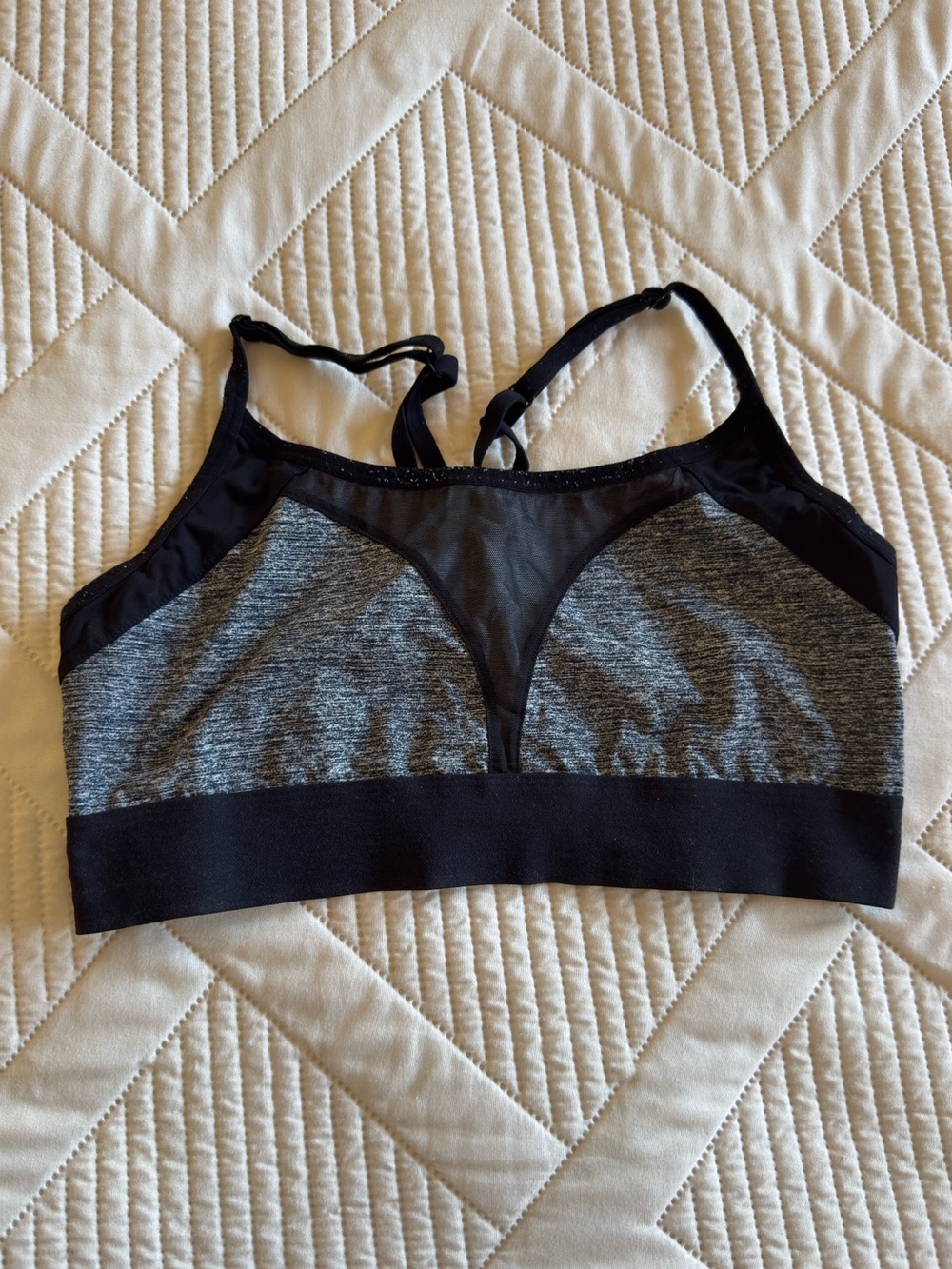 PINK Victoria's Secret Gray and Black Mesh Sports Bralette